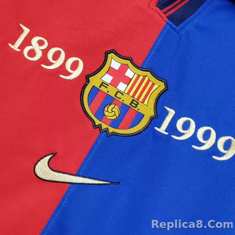 Barcelona 100th Anniversary Version Home Soccer Jersey - detail