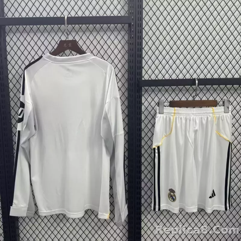 25-26 Real Madrid Home Soccer Kids Long Sleeve Jersey+Short - detail