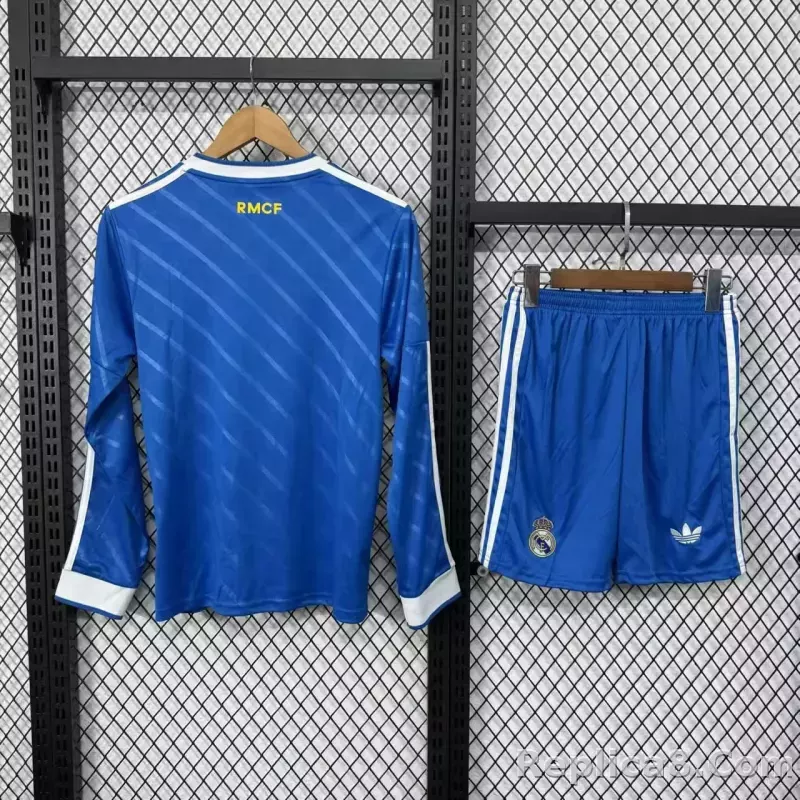 25-26 Real Madrid Third Away Soccer Kids Long Sleeve Jersey+Short - detail