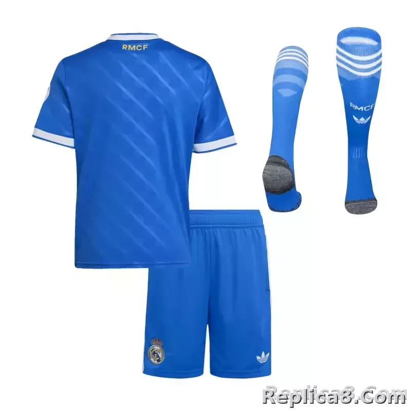 25-26 Real Madrid Third Away Soccer Kids Full Kit Jersey+Shorts+Socks - detail
