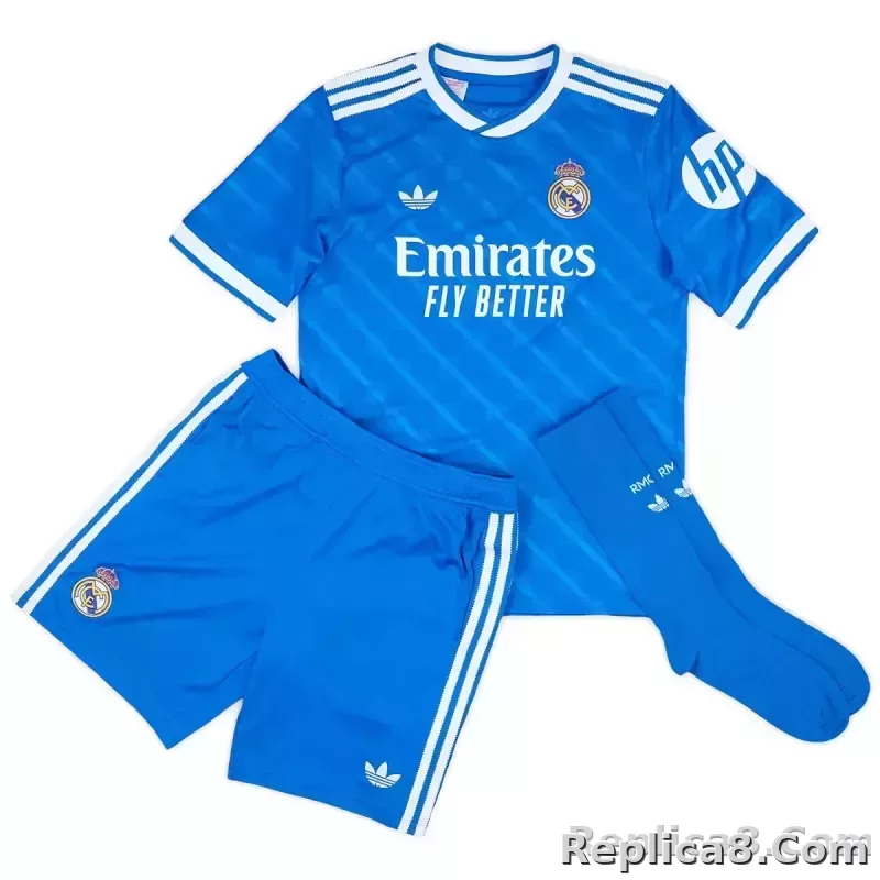 25-26 Real Madrid Third Away Soccer Kids Full Kit Jersey+Shorts+Socks - detail