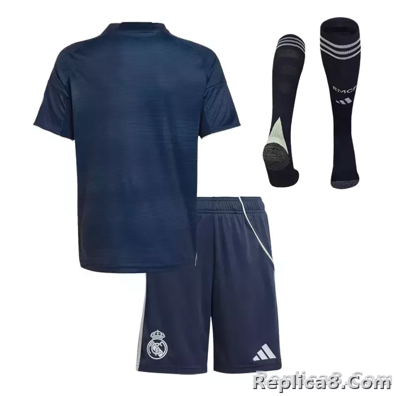 25-26 Real Madrid Away Soccer Kids Full Kit Jersey+Shorts+Socks - detail