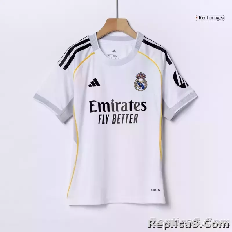 25-26 Real Madrid Home Soccer Kids Full Kit Jersey+Shorts+Socks - detail