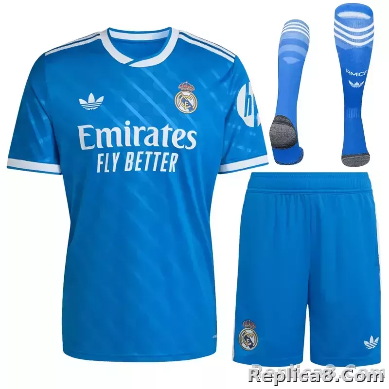 25-26 Real Madrid Third Away Soccer Full Kit Jersey+Shorts+Socks
