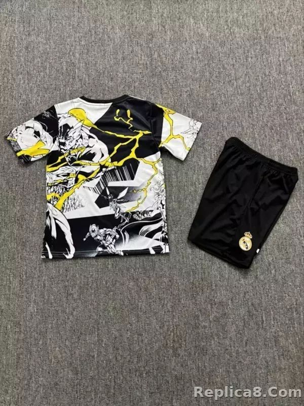 25-26 Real Madrid Avengers Pre-match Soccer Kids Kit Jersey+Shorts - detail