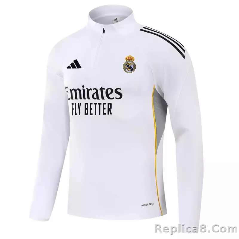 25-26 Real Madrid 1/4 Zipper Sweat Kit(Top+Pants) White - detail