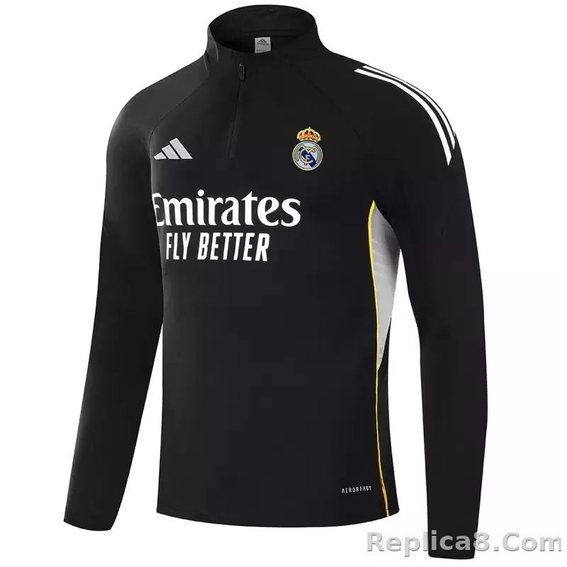25-26 Real Madrid 1/4 Zipper Sweat Kit(Top+Pants) Black - detail