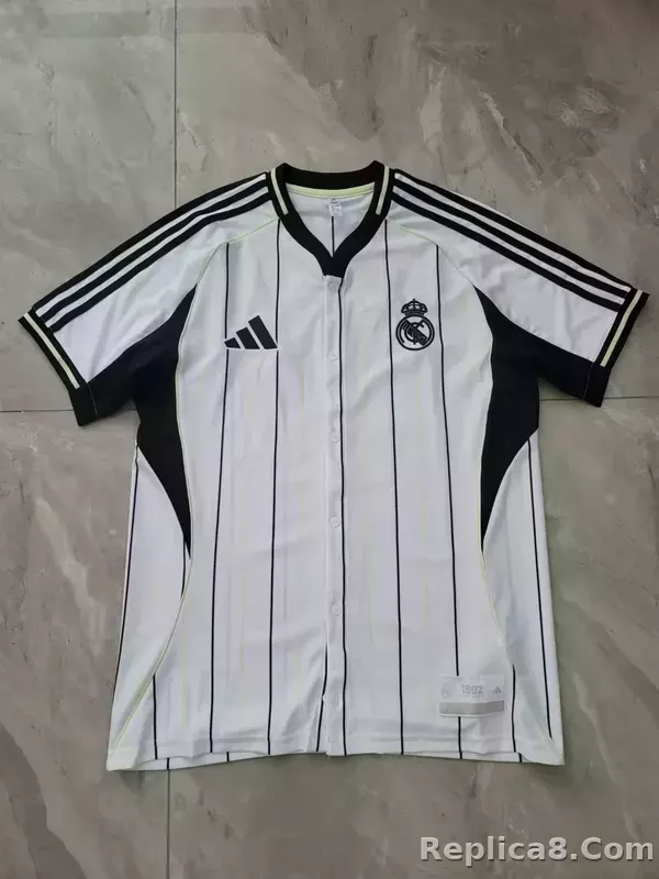25-26 Real Madrid Baseball Soccer Jersey White