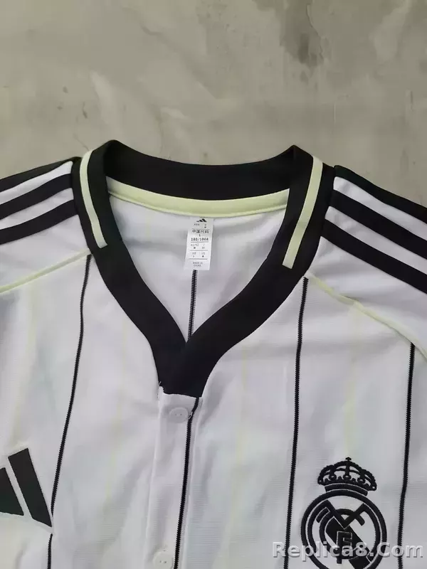 25-26 Real Madrid Baseball Soccer Jersey White - detail