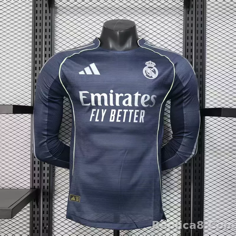 25-26 Real Madrid Away Soccer Jersey Player Version Long Sleeve