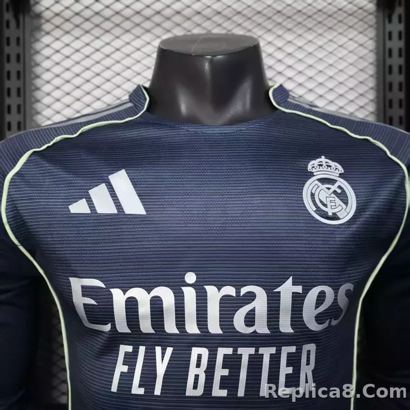 25-26 Real Madrid Away Soccer Jersey Player Version Long Sleeve - detail