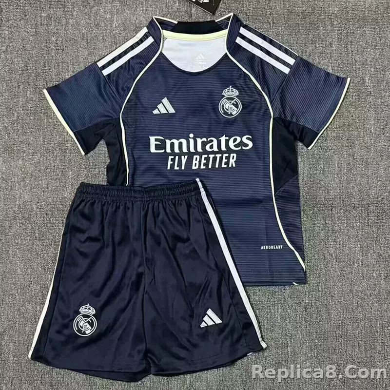 25-26 Real Madrid Away Soccer Kids Kit Jersey+Shorts