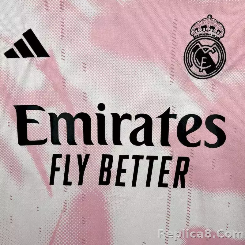 24-25 Real Madrid Soccer Jersey Pink White - detail