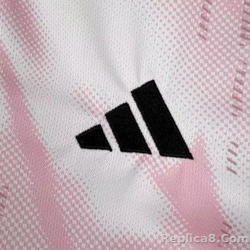 24-25 Real Madrid Soccer Jersey Pink White - detail