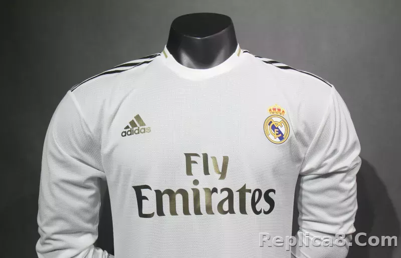 19-20 Real Madrid Home Retro Jersey Player version Long Sleeve - detail
