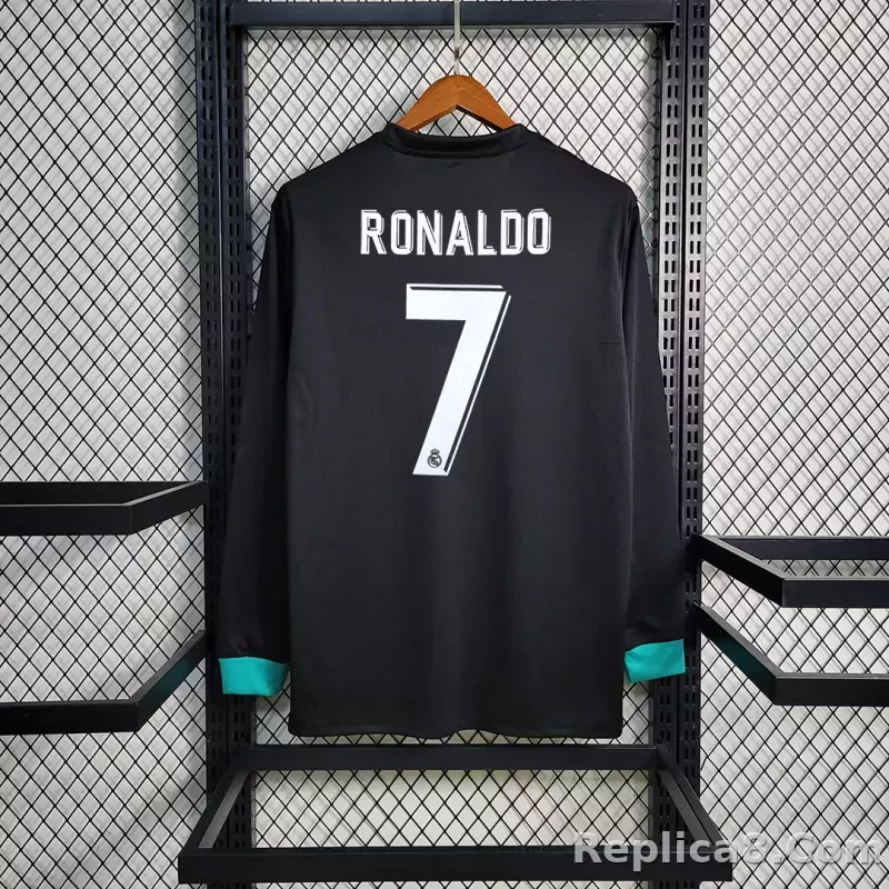 17-18 Real Madrid Away Retro Jersey Long Sleeve - detail