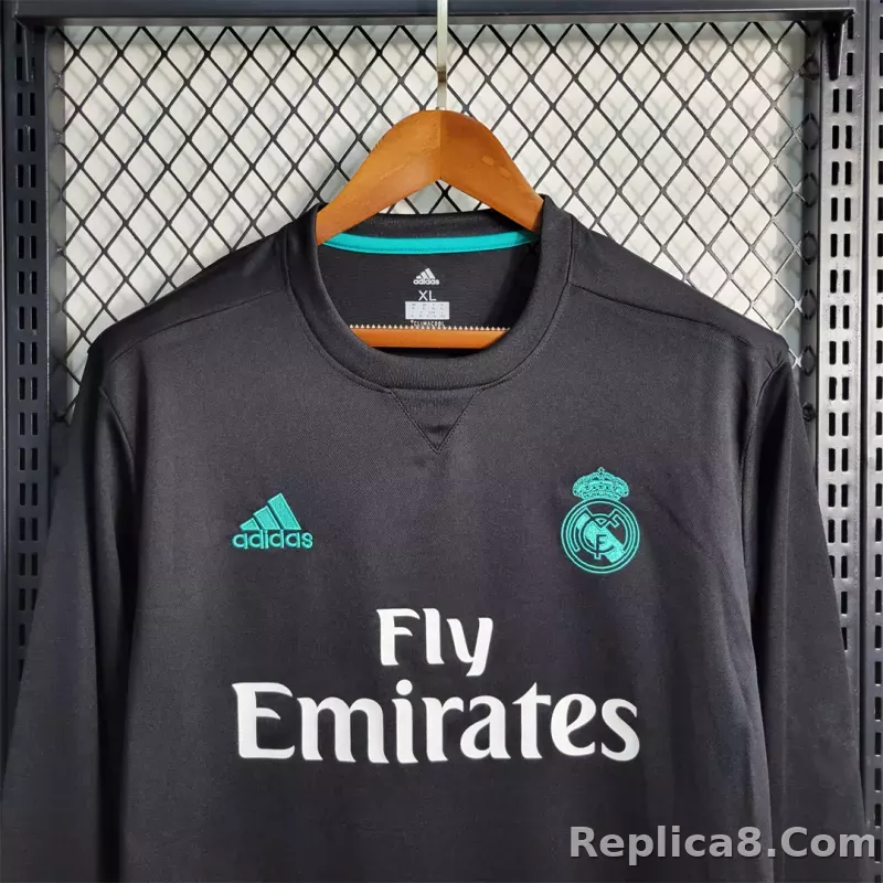 17-18 Real Madrid Away Retro Jersey Long Sleeve - detail