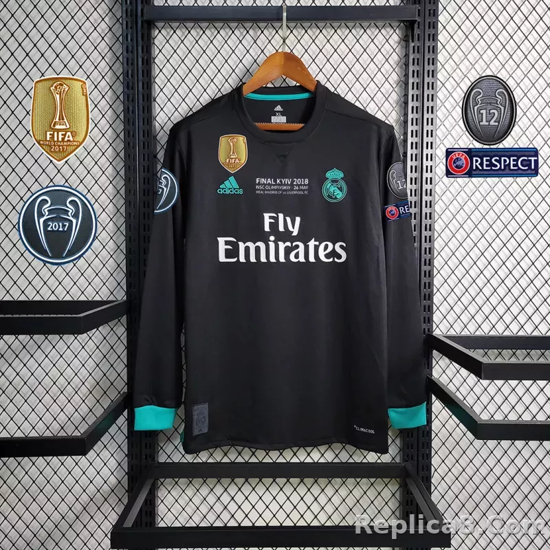 17-18 Real Madrid Away Retro Jersey Long Sleeve - detail