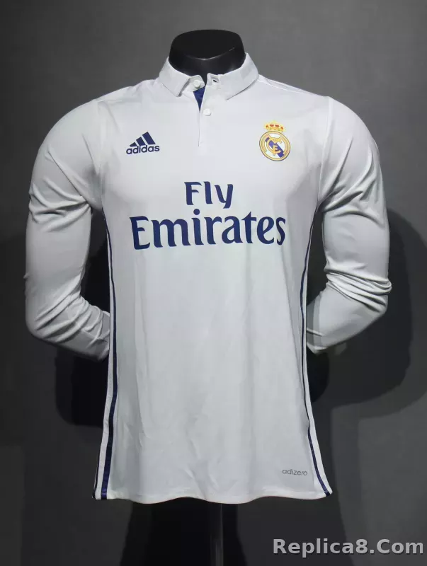 16-17 Real Madrid Home Retro Jersey Player Version Long Sleeve