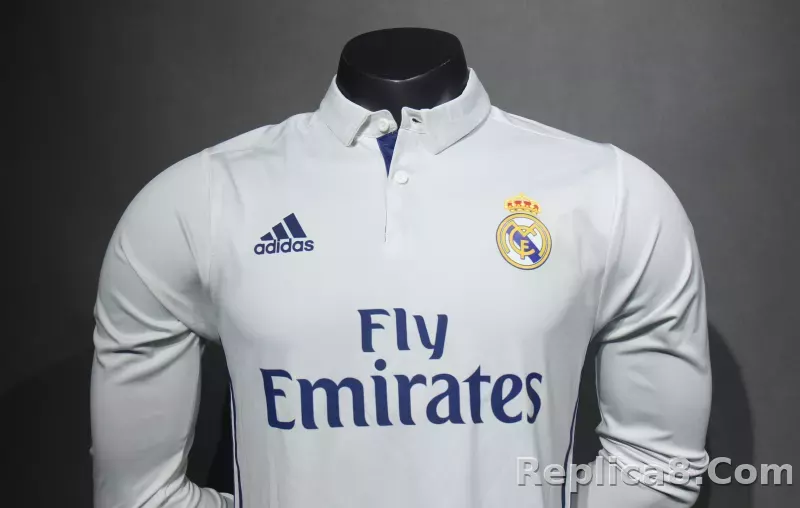 16-17 Real Madrid Home Retro Jersey Player Version Long Sleeve - detail