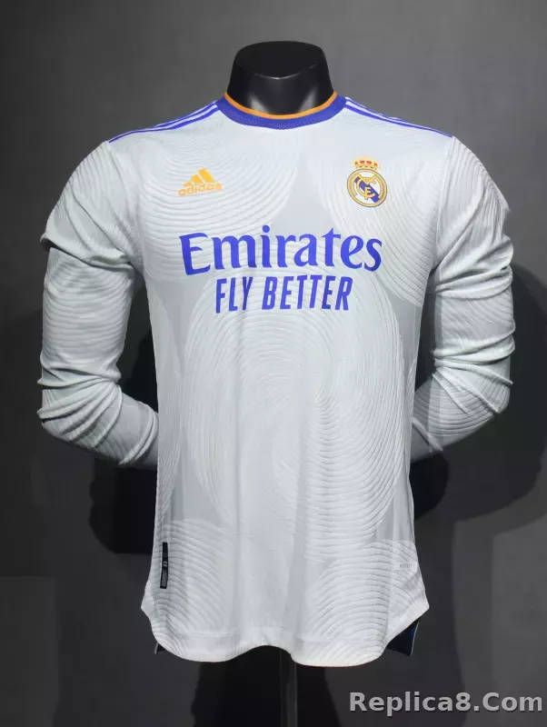 21-22 Real Madrid Home Soccer Jersey Retro Player Version Long Sleeve