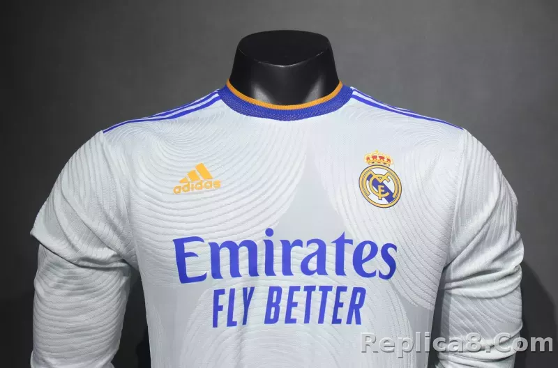 21-22 Real Madrid Home Soccer Jersey Retro Player Version Long Sleeve - detail