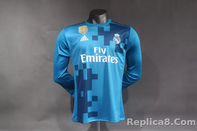 17-18 Real Madrid Second Away Retro Jersey Player Version Long Sleeve