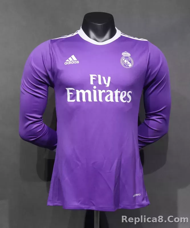 16-17 Real Madrid Away Retro Purple Jersey Long Sleeve Player Version