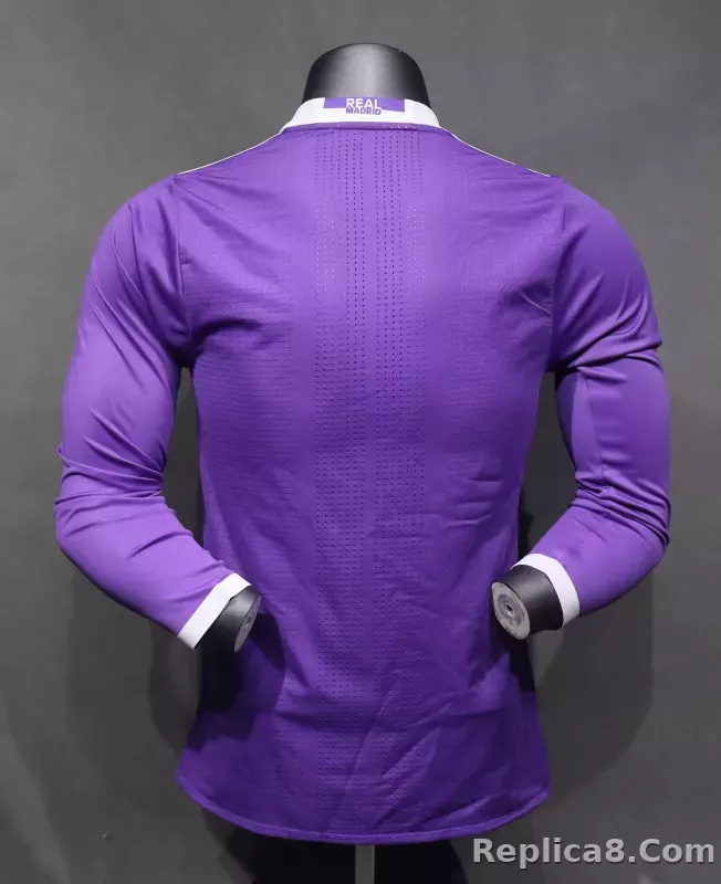 16-17 Real Madrid Away Retro Purple Jersey Long Sleeve Player Version - detail