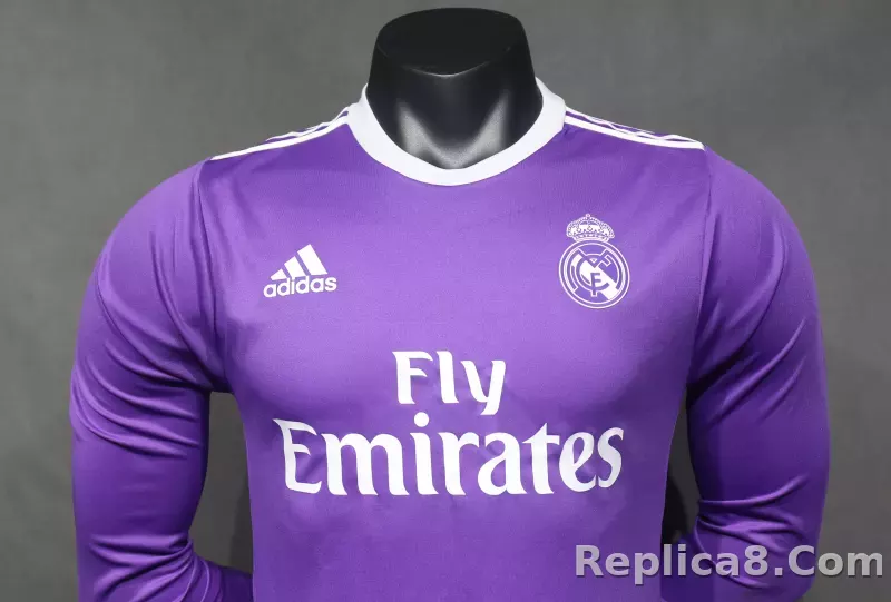 16-17 Real Madrid Away Retro Purple Jersey Long Sleeve Player Version - detail