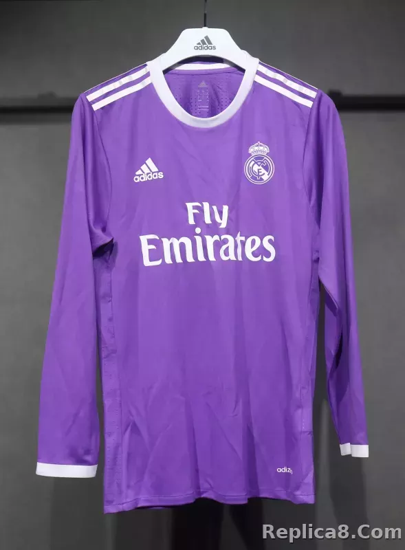 16-17 Real Madrid Away Retro Purple Jersey Long Sleeve Player Version - detail