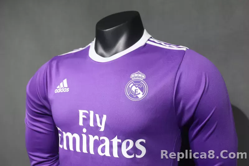 16-17 Real Madrid Away Retro Purple Jersey Long Sleeve Player Version - detail