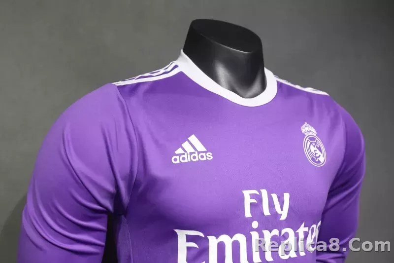 16-17 Real Madrid Away Retro Purple Jersey Long Sleeve Player Version - detail