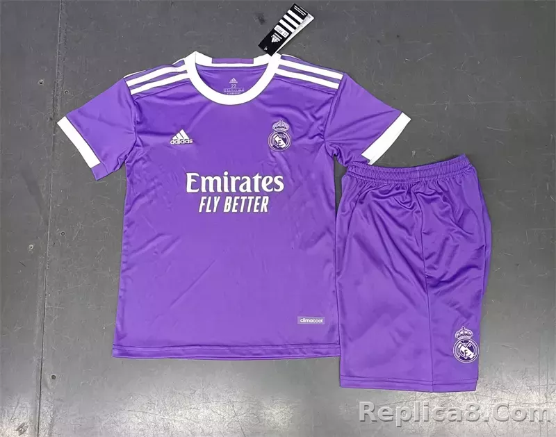 16-17 Real Madrid Away Retro Purple Kids Kit Jersey+Shorts
