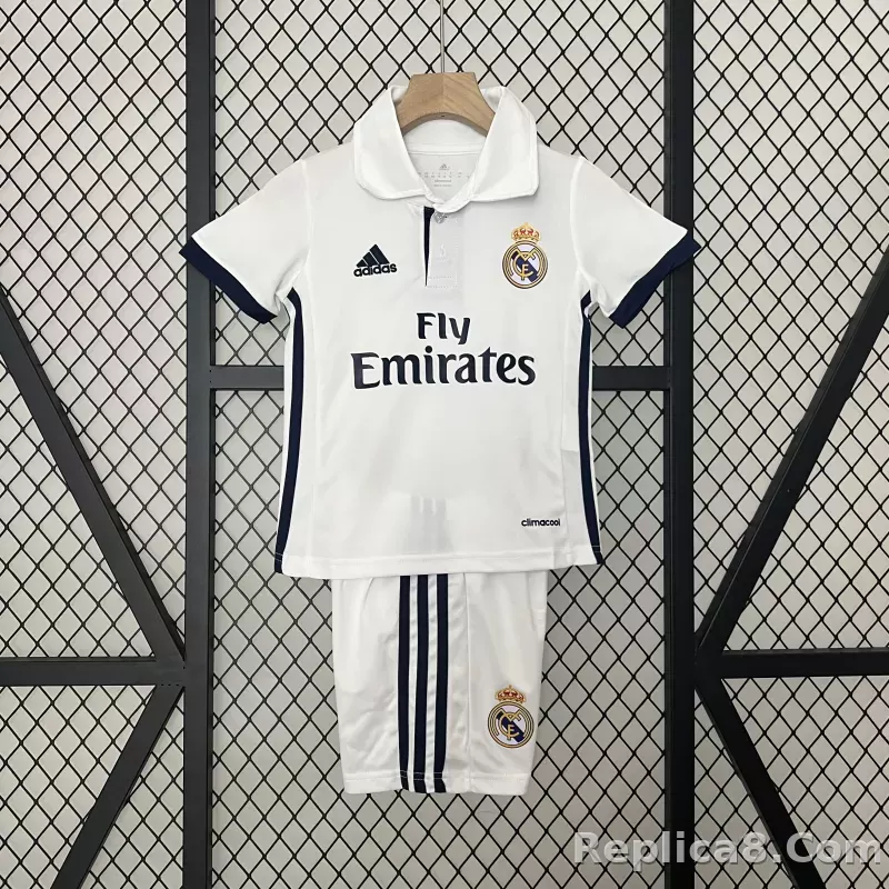 16-17 Real Madrid Home Retro Kids Kit Jersey+Shorts