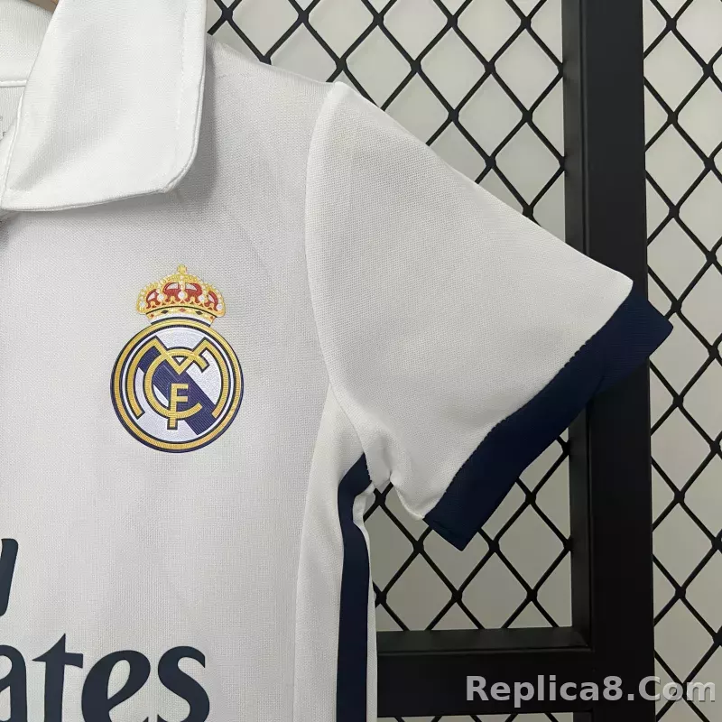 16-17 Real Madrid Home Retro Kids Kit Jersey+Shorts - detail