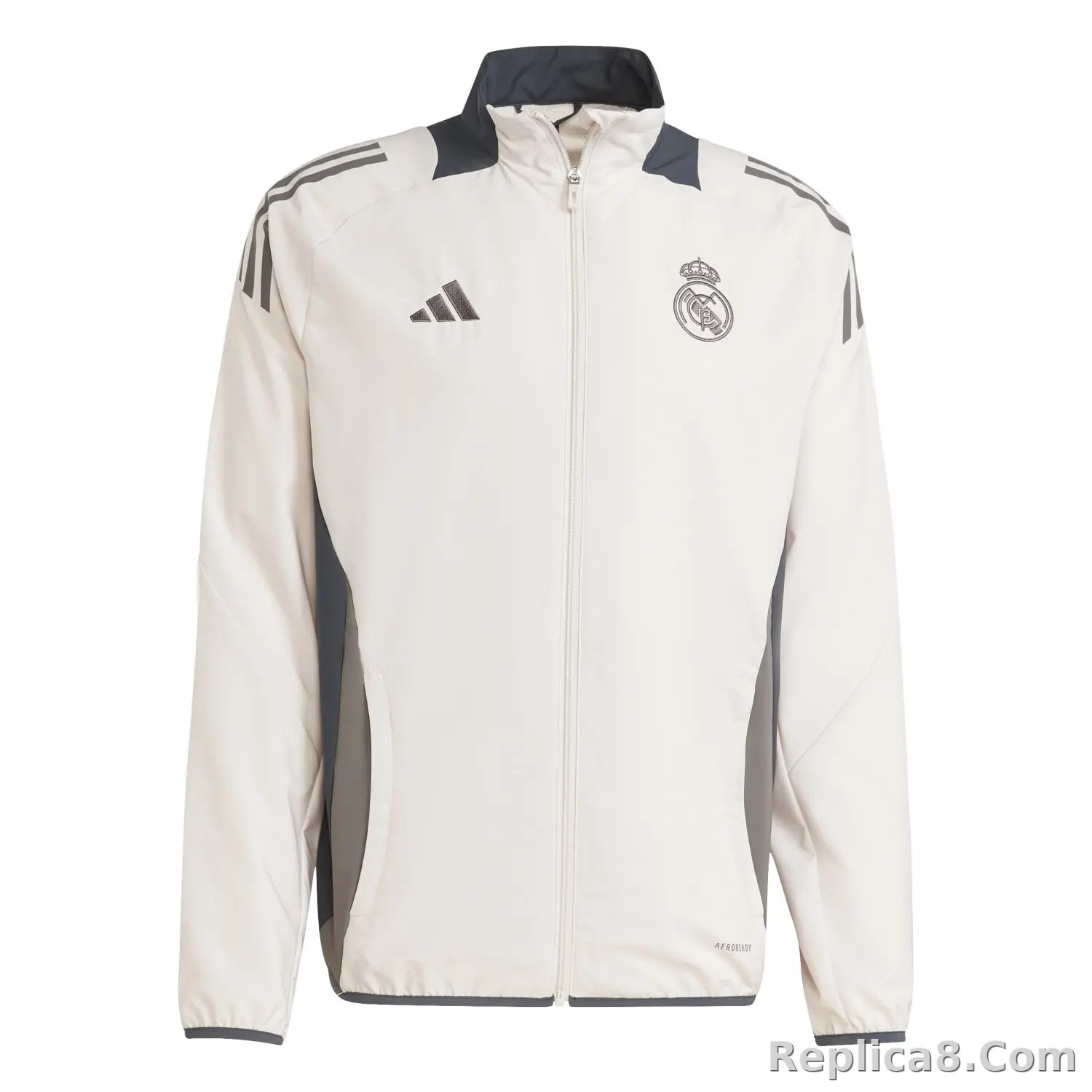 2024-2025 Real Madrid Mens UCL Training Tracksuit Jacket -Beige