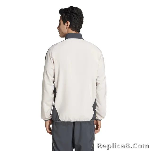 2024-2025 Real Madrid Mens UCL Training Tracksuit Jacket -Beige - detail