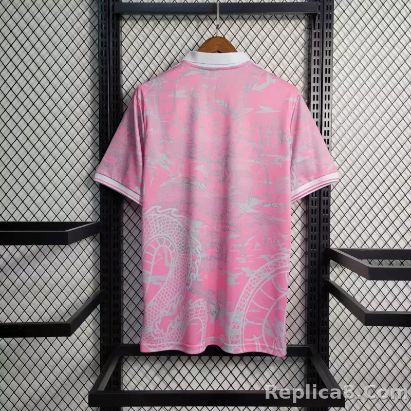 23-24 Real Madrid Pink Dragon Polo Shirt - detail