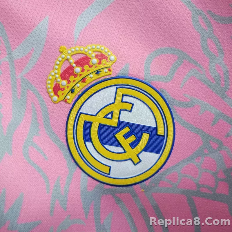 23-24 Real Madrid Pink Dragon Polo Shirt - detail