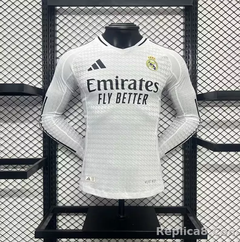 24-25 Real Madrid Home Soccer Jersey Player Version Long Sleeve