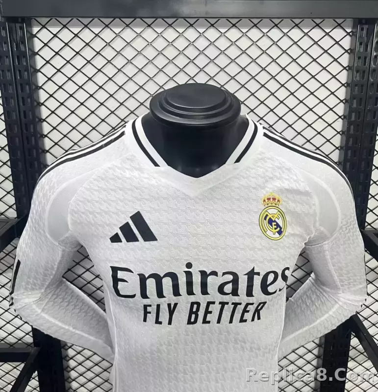 24-25 Real Madrid Home Soccer Jersey Player Version Long Sleeve - detail