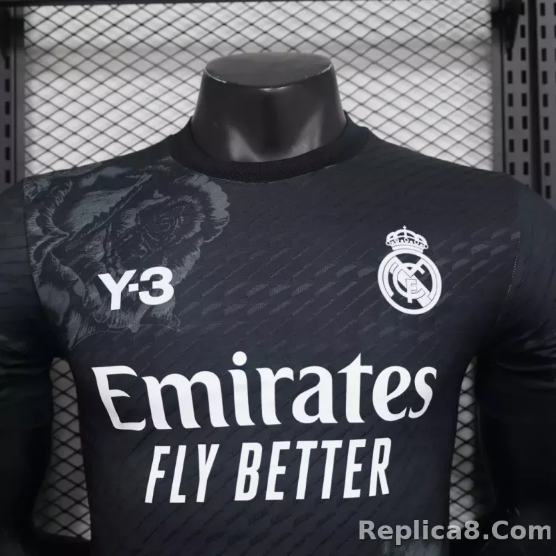 23-24 Real Madrid Y-3 Special Fourth Jersey Black Player Version - detail