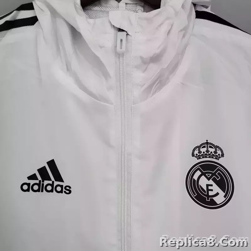 2021/2022 Real Madrid Jersey Windbreaker White(Black Edge) - detail