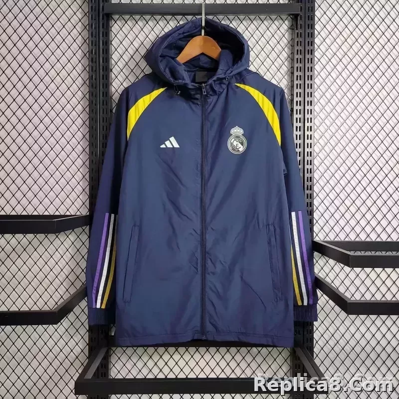 2023 Real Madrid Windbreaker Navy blue Soccer Jersey 1:1 Thai Quality