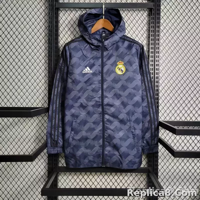 2023-2024 Real Madrid Windbreaker Gray Soccer Jersey 1:1 Thai Quality