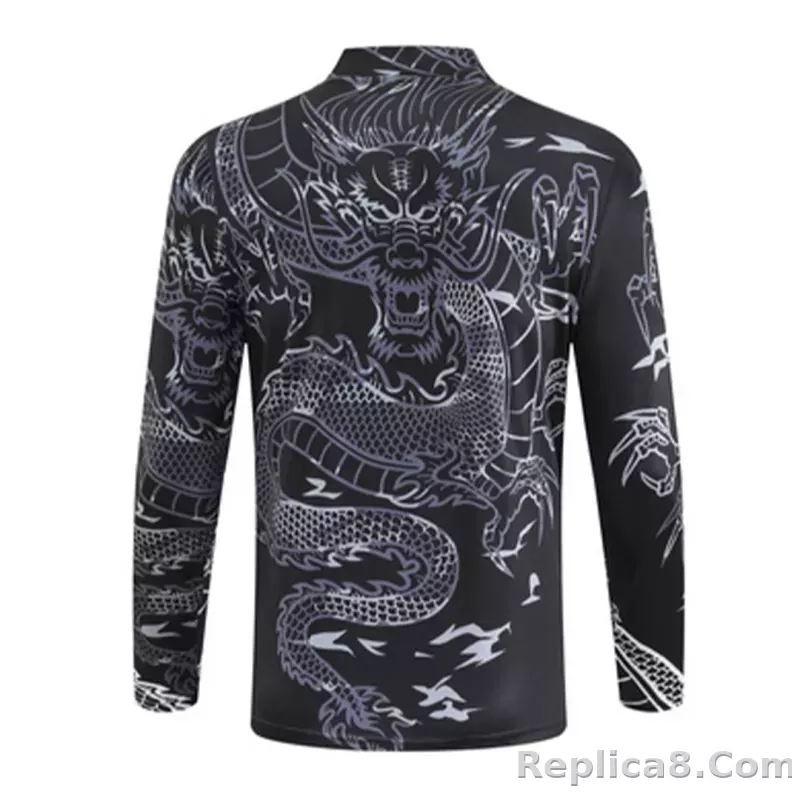 Kids Real Madrid Zipper Sweatshirt Kit(Top+Pants) Black 2023/24 - detail
