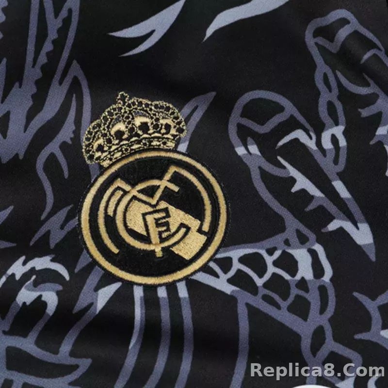 Kids Real Madrid Zipper Sweatshirt Kit(Top+Pants) Black 2023/24 - detail
