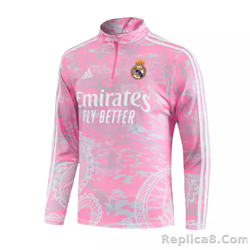 Real Madrid Zipper Sweatshirt Kit(Top+Pants) Pink 2023/24 - detail