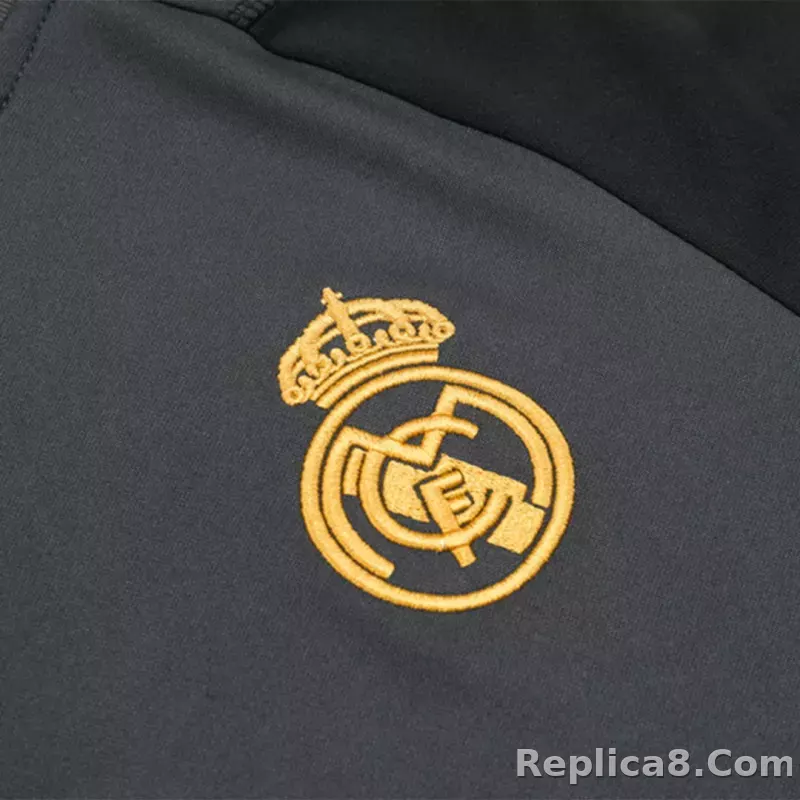 Real Madrid Zipper Sweatshirt Kit(Top+Pants) Black 2023/24 - detail